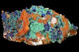 Malachite and Azurite Over Limonite Encrusted Quartz - Morocco #132588-2
